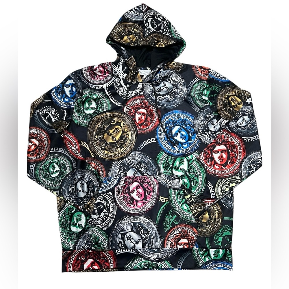 Baroque Gold by Drill‎ Clothing men's Medusa multicolor foil print hoodie medium
